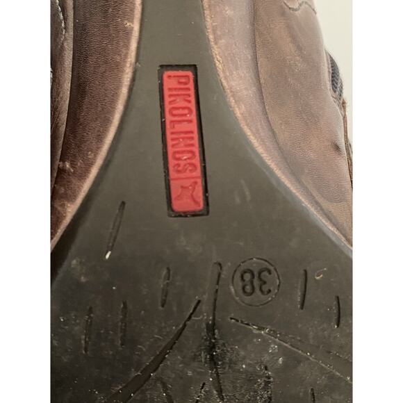 Pikolinos Embroidered Ankle Boots Heeled Slip On Almond Toe Brown EU 38 US 7.5 - Picture 8 of 11